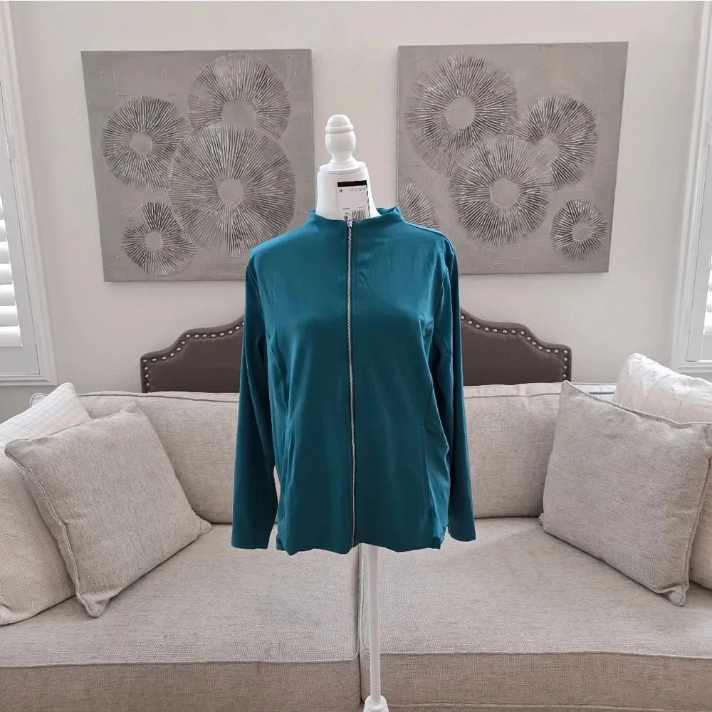Nike Yoga Luxe Dri Fit Full Zip Women’s Teal Jacket Size 1X